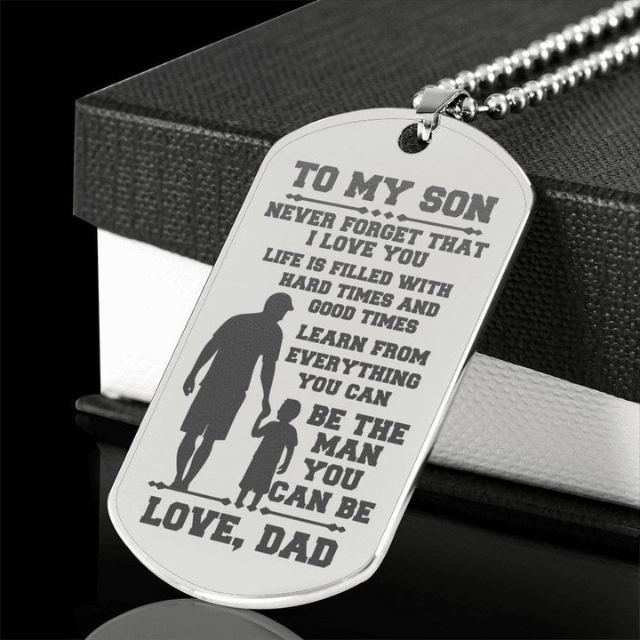 Never Forget That I Love You Dog Tag Necklace Dad For Son