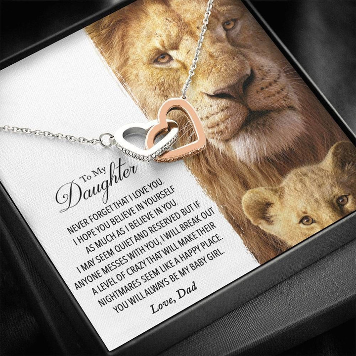 This Old Lion Never Forget That I Love You Interlocking Hearts Necklace Dad Gift For Daughter