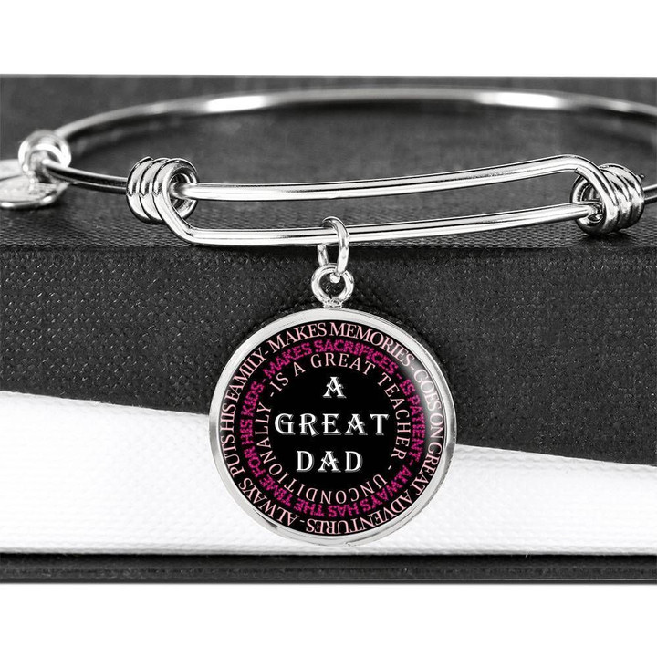 A Great Dad Is A Great Teacher Circle Adjustable Bangle For Dad