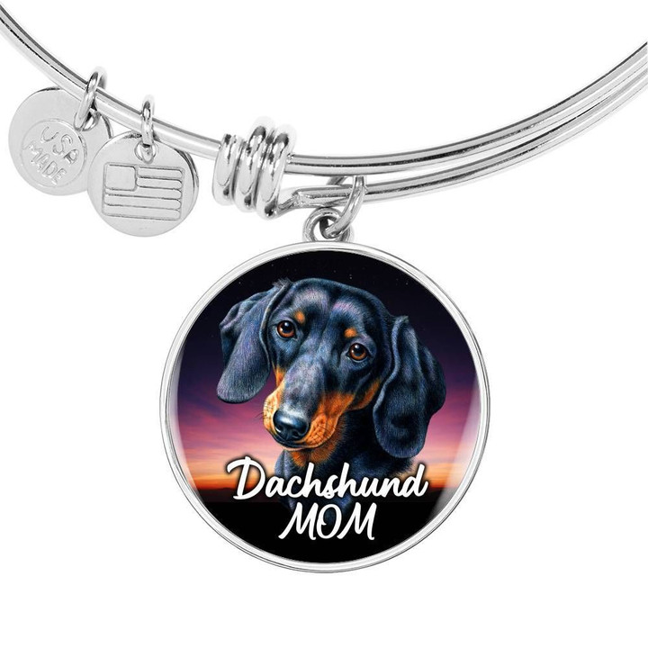 Dachshund Mom Circle Adjustable Bangle Gift For Dog Lover