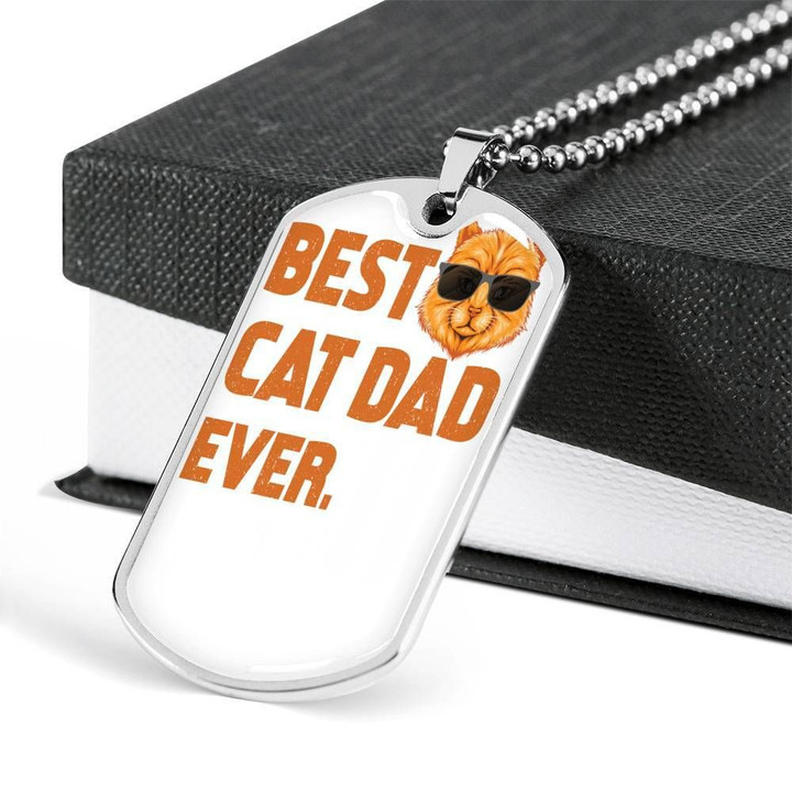 Best Cat Dad Ever Dog Tag Necklace Gift For Men