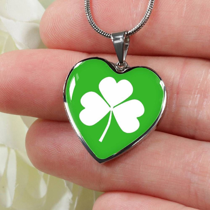 Shamrock Irish Heart Pendant Necklace St Patrick's Day