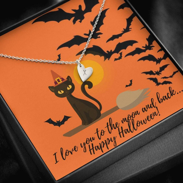 I Love You To The Moon And Back Happy Halloween Sweetest Hearts Necklace