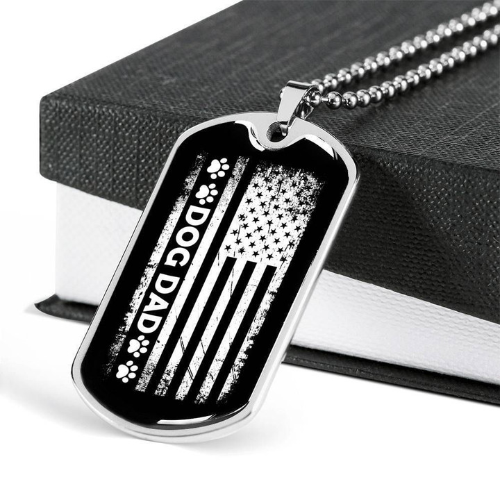 Dog Dad Black And White Dog Tag Necklace For Dog Lovers