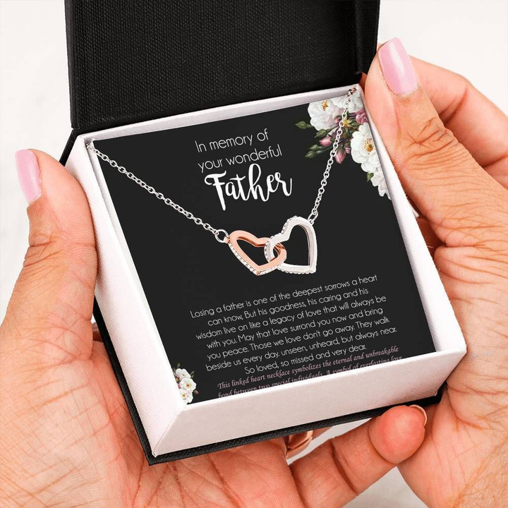 In Memory Of Your Wonderful Father Interlocking Hearts Necklace For Father