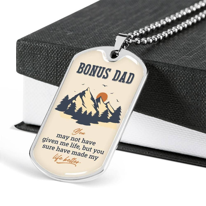 Gift For Bonus Dad Can't Imagine A Life Without You Dog Tag Necklace