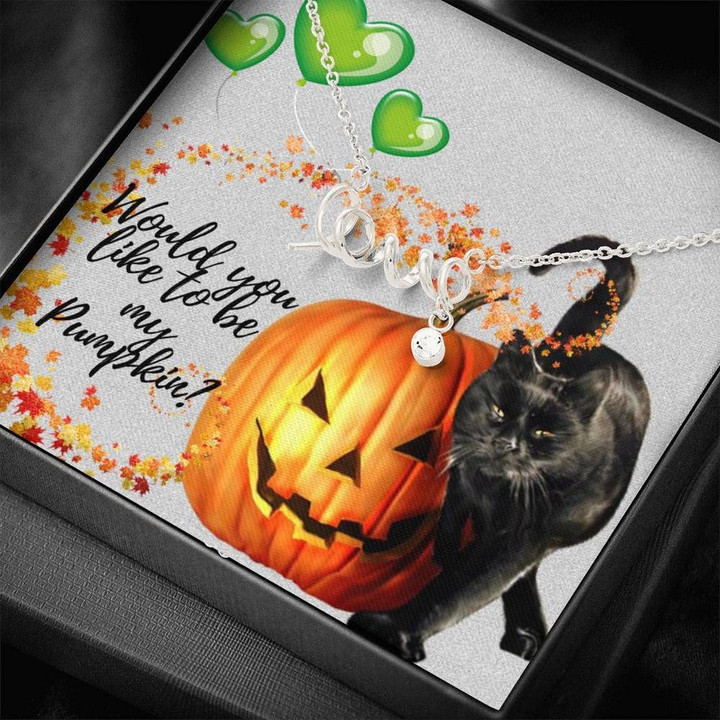 Would You Like To Be My Pumpkin Happy Halloween Scripted Love Necklace