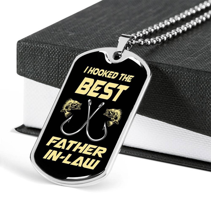 I Hooked The Best Father In Law Dog Tag Necklace For Dad