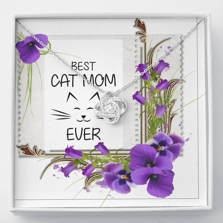 Best Cat Mom Ever Giving Mom Orchid Love Knot Necklace