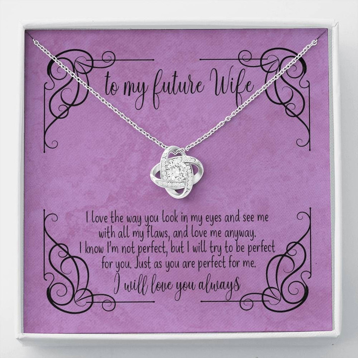 To My Future Wife You Are Perfect For Me Purple Love Knot Necklace
