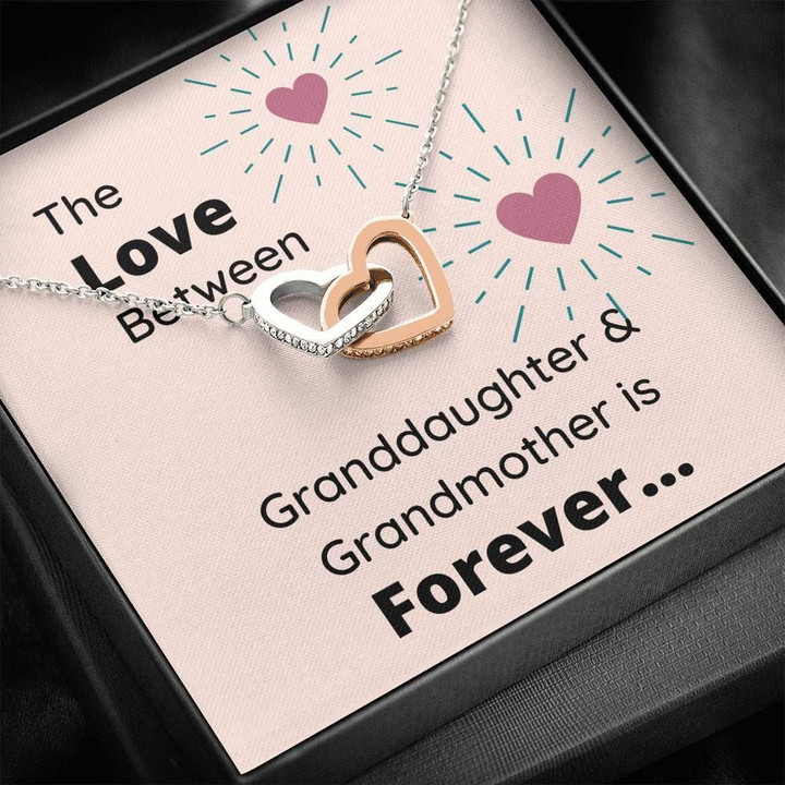 Love Between Granddaughter And Grandmother Interlocking Hearts Necklace