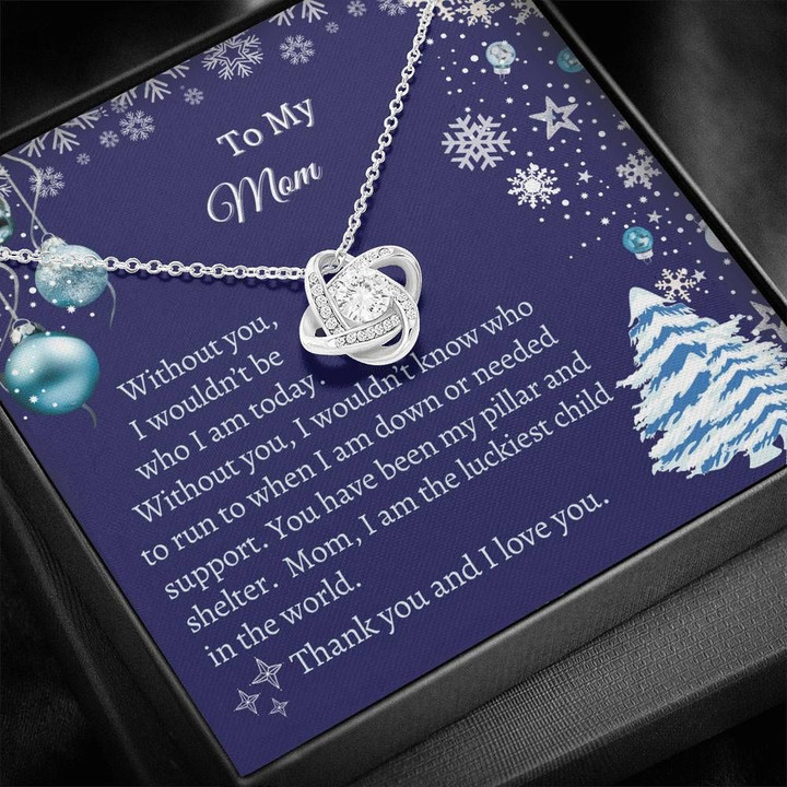 Blue Snowflake Thank You And I Love You To Mom Love Knot Necklace