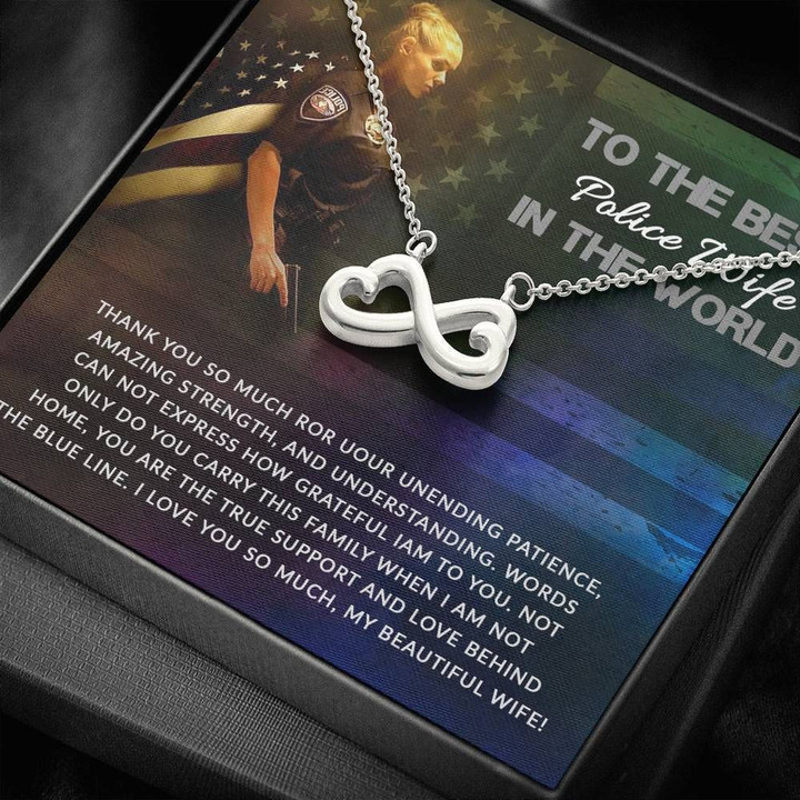 Thank You Infinity Heart Necklace Gift For  Police Wife