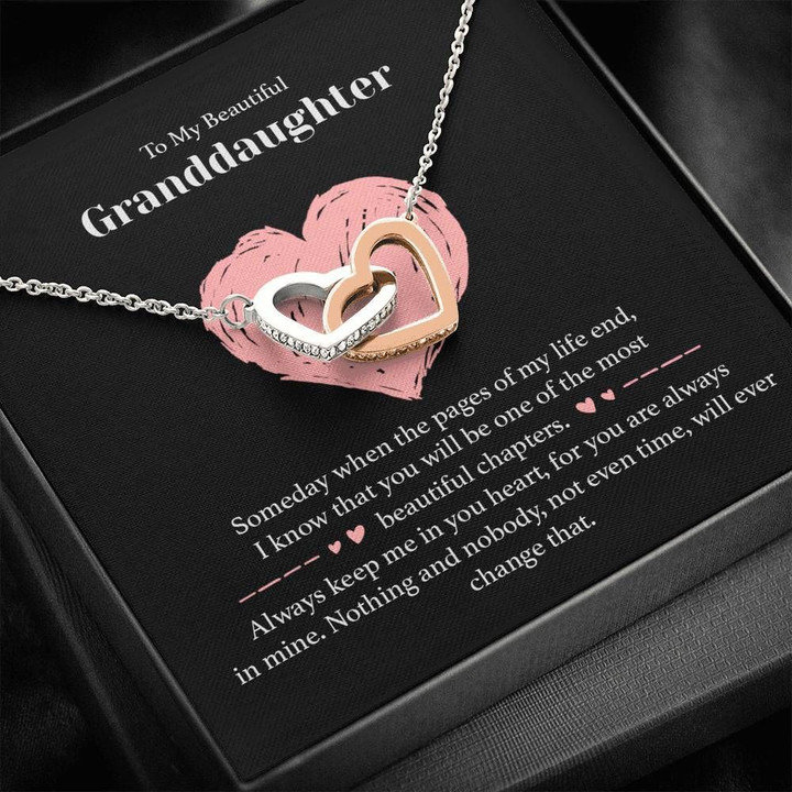 Always Keep Me In Your Heart Interlocking Hearts Necklace Gift For Granddaughter