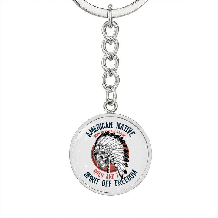 American Native Spirit Off Freedom Circle Pendant Keychain Gift For Men