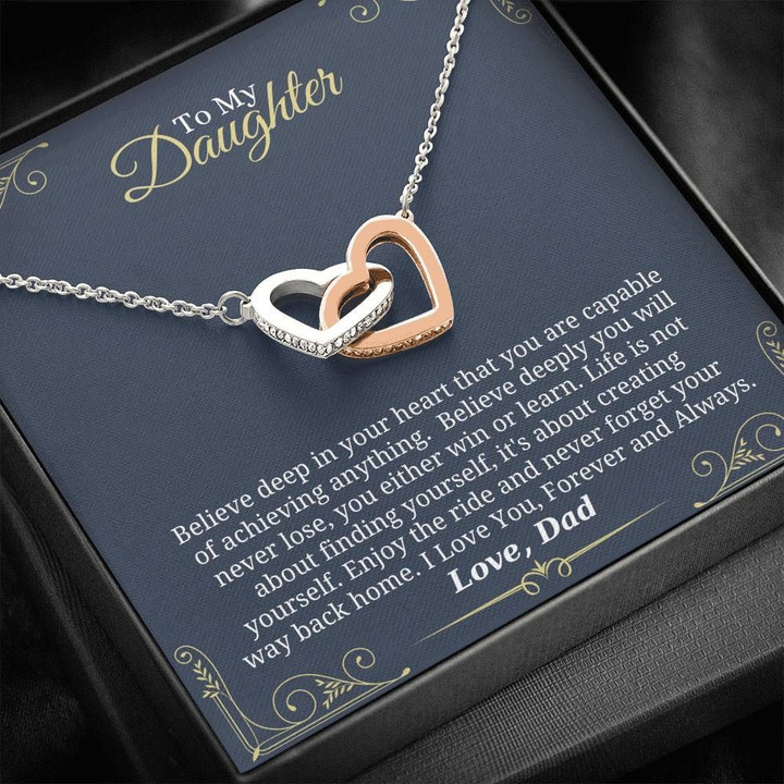You Are Capable Of Achieving Anything Interlocking Hearts Necklace Gift For Daughter