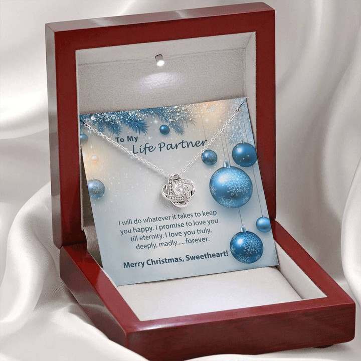 Life Partner Christmas Balls Love Knot Necklace For Wife