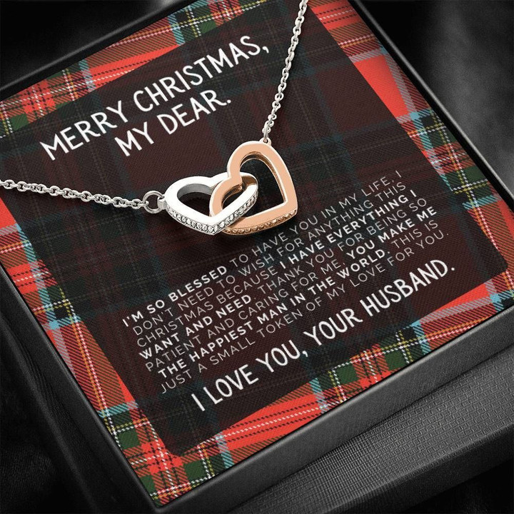 Merry Christmas My Love For You Interlocking Hearts Necklace For Lover