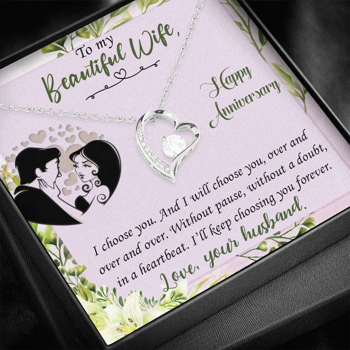 Meaningful To My Beautiful Wife Happy Anniversary Forever Love Necklace