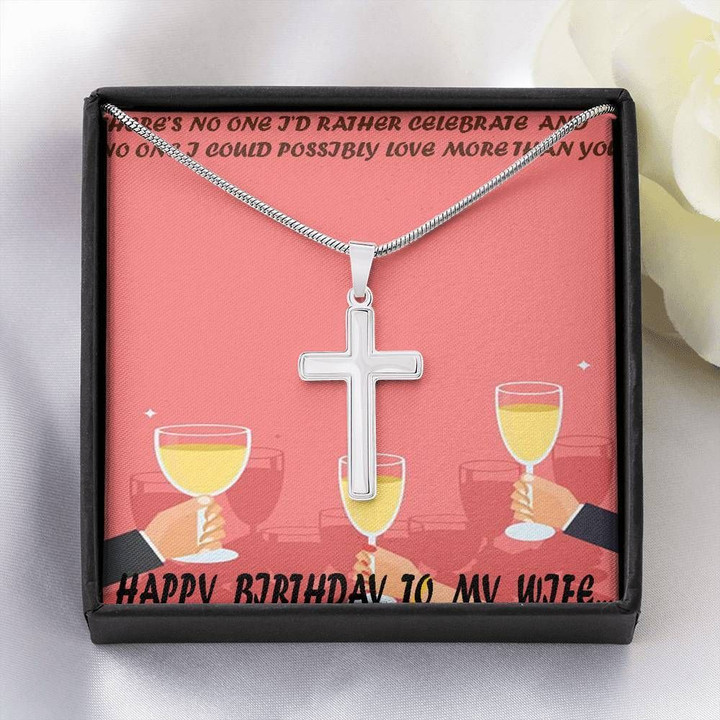 Happy Birthday To My Wife White Gold Cross Necklace