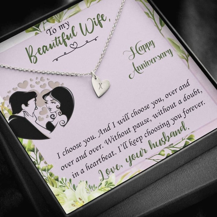 To My Beautiful Wife Happy Anniversary Sweetest Hearts Necklace