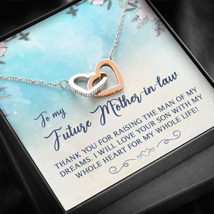 Thanks For Raising The Man Of My Dreams Interlocking Hearts Necklace Gift For Mother In Law