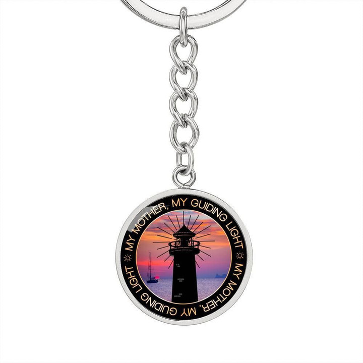 My Mother My Guiding Light Circle Pendant Keychain Gift For Mom