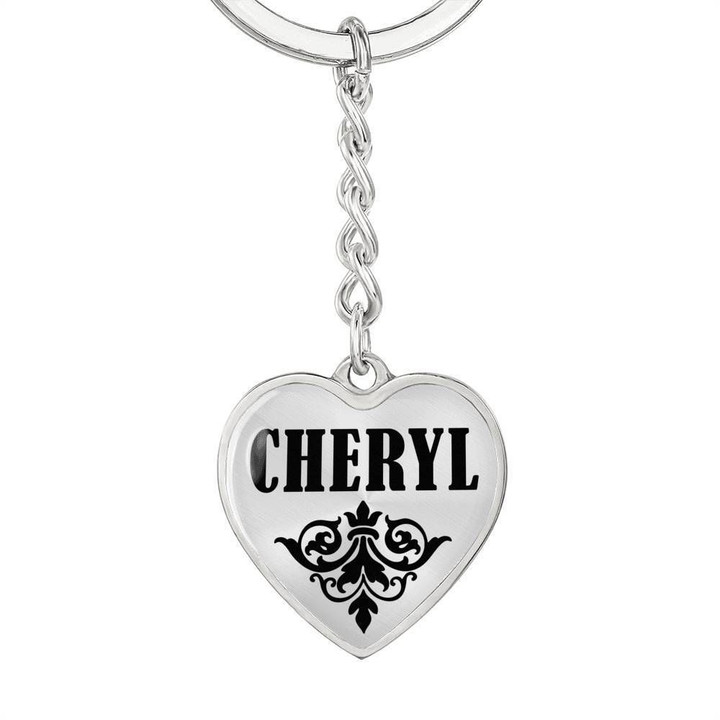 Stainless Heart Pendant Keychain Gift For Girl Name Cheryl