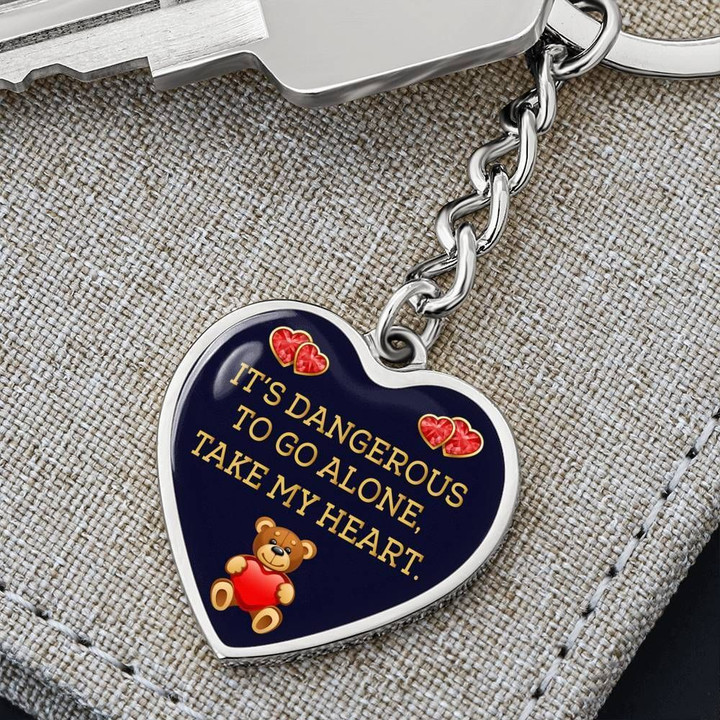 Take My Heart Baby Bear Heart Pendant Keychain Gift For Lover