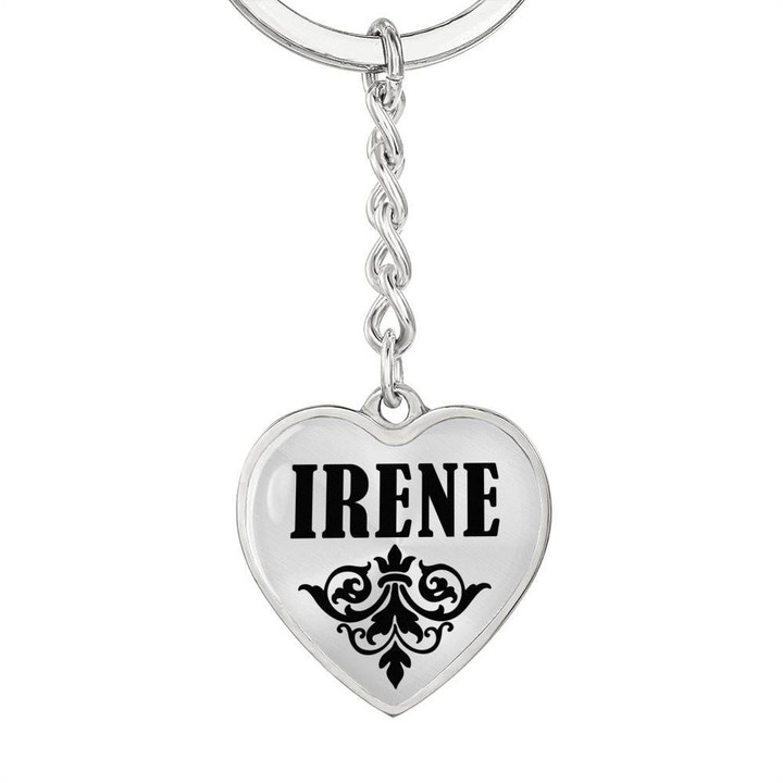 Stainless Heart Pendant Keychain Gift For Girl Name Irene