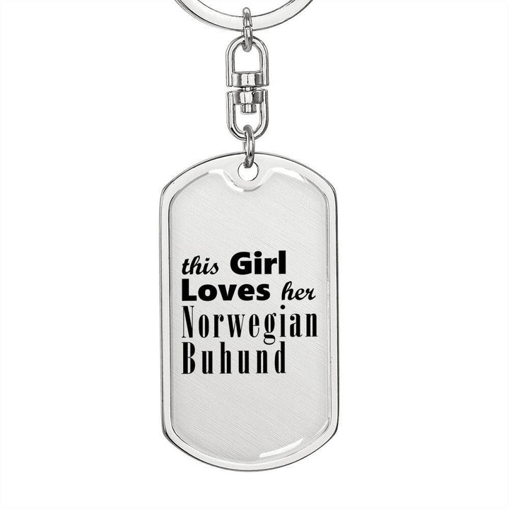 Girl Loves Her Norwegian Buhund Dog Tag Pendant Keychain Gift For Dog Lovers