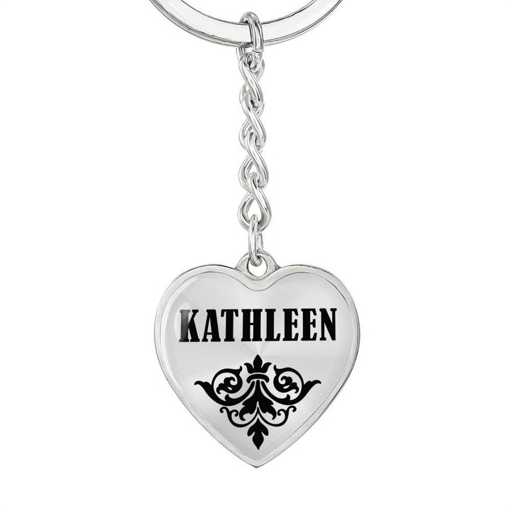 Stainless Heart Pendant Keychain Gift For Girl Name Kathleen