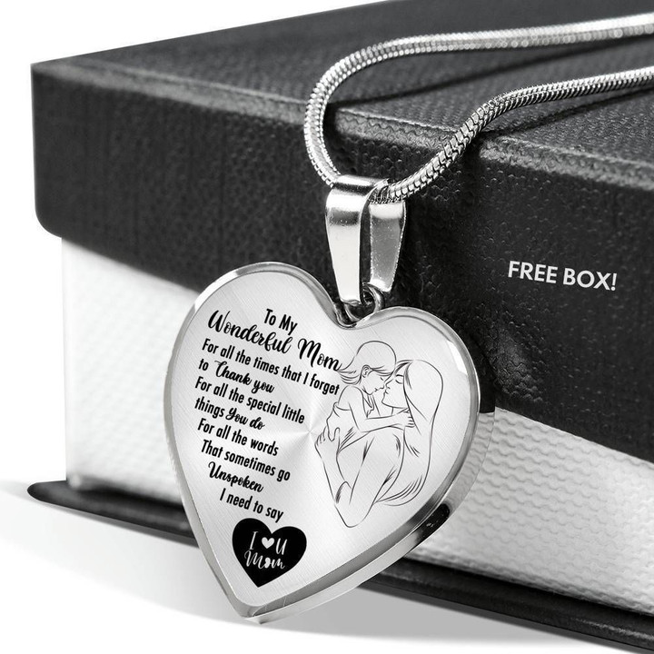 Gift For Mom I Need To Say I Love You Stainless Heart Pendant Necklace