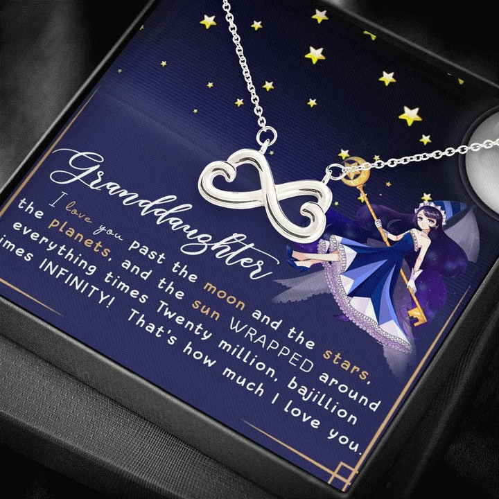 Love You Past The Moon Infinity Heart Necklace Gift For Granddaughter