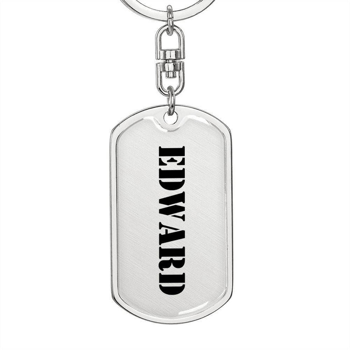 Stainless Dog Tag Pendant Keychain Gift For Men Name Edward