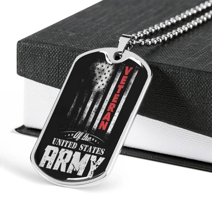 Veteran Of The United States Army Stainless Dog Tag Pendant Necklace Gift For Men