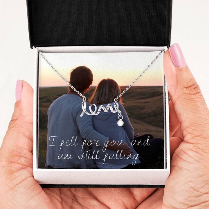 I Fell For You Scripted Love Necklace Gift For Darling