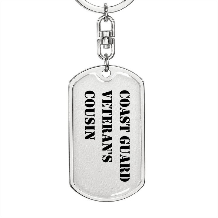Coast Guard Veteran's Cousin Stainless Dog Tag Pendant Keychain Gift For Men