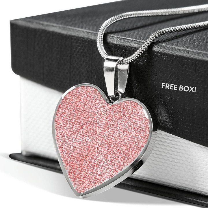 Full Of Faith Words Stainless Heart Pendant Necklace Gift For Women