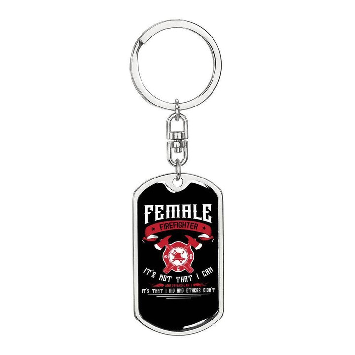 Black Dog Tag Pendant Keychain Gift For Female Firefighter