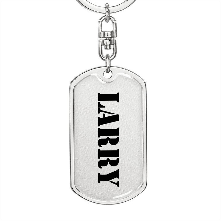 Stainless Dog Tag Pendant Keychain Gift For Men Name Larry
