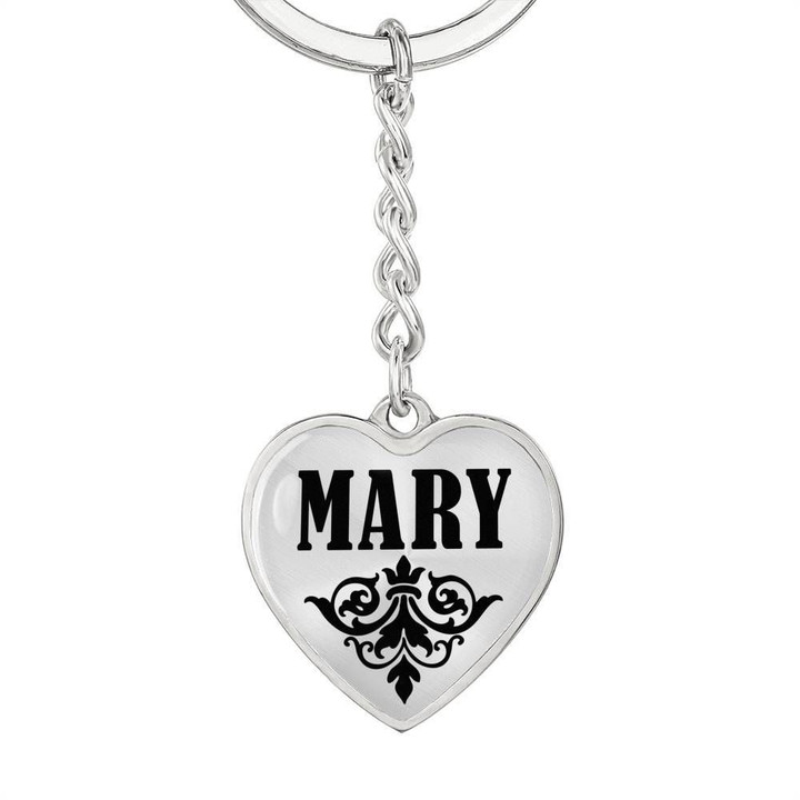 Stainless Heart Pendant Keychain Gift For Girl Name Mary