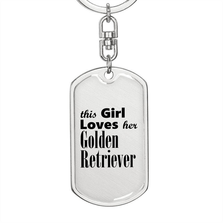 Girl Loves Her Golden Retriever Dog Tag Pendant Keychain Gift For Dog Lovers