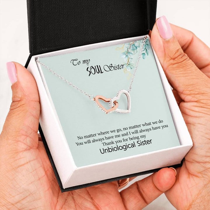 You Will Always Have Me Gift For Soul Sister Interlocking Hearts Necklace