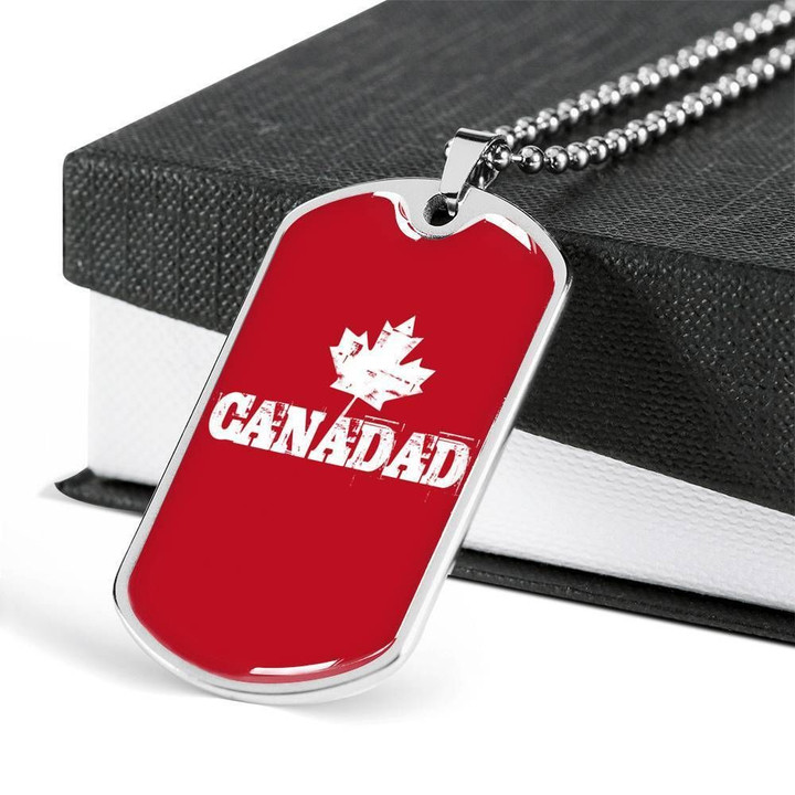 Canadad Gift For Dad Who Lives In Canada Stainless Dog Tag Pendant Necklace