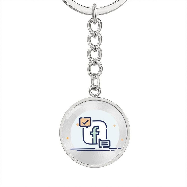 Stainless Circle Pendant Keychain Gift Facebook Message