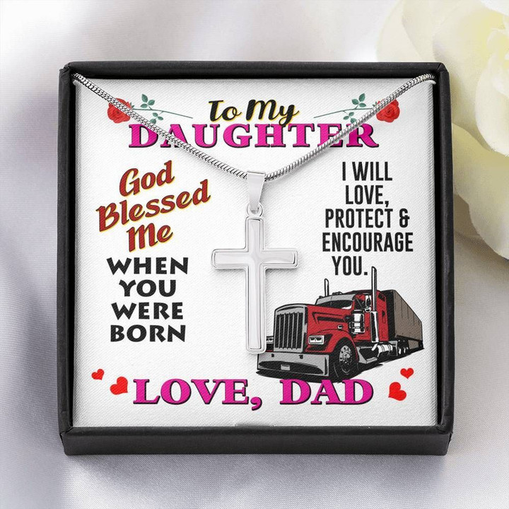 God Blessed Me Cross Necklace Gift For Trucker's Daughter
