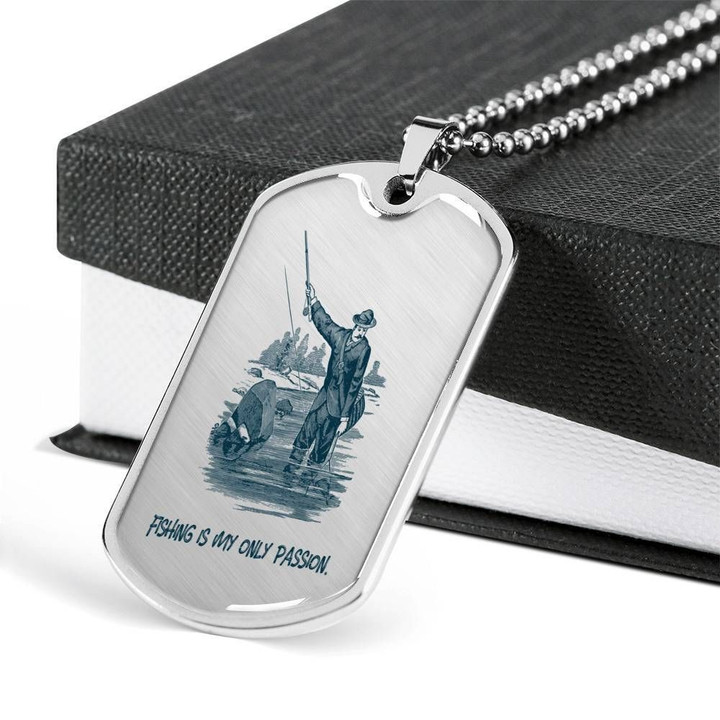 Fishing Is My Own Passion Stainless Dog Tag Pendant Necklace Gift For Men