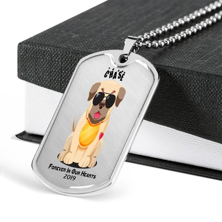 Forever In Our Hearts Stainless Dog Tag Pendant Necklace Gift For Pitbull Lovers