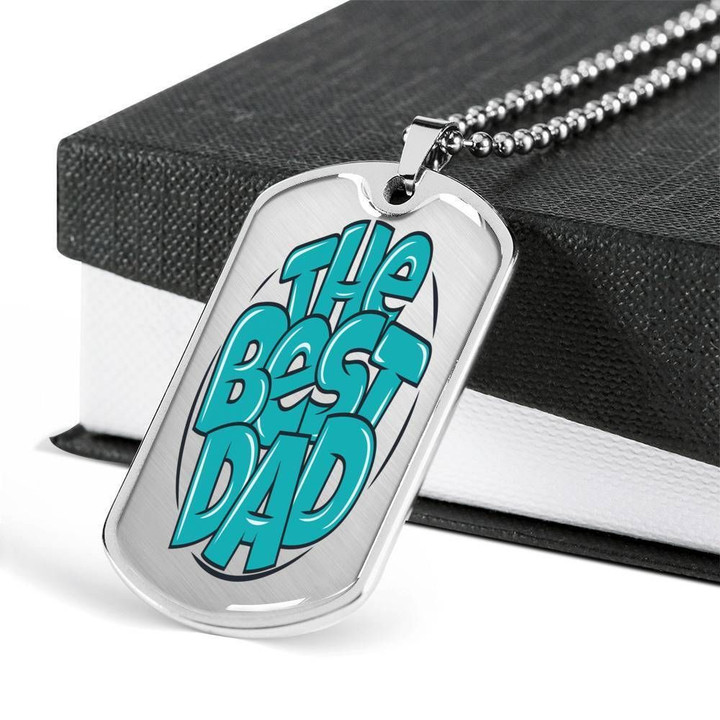 The Best Dad Stainless Dog Tag Pendant Necklace Gift For Men